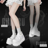 Advbridge Original Punk Love Cross Y2K Thick Sole Shoes Japanese Sweet Lolita Girl PU Single Shoe