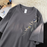 ADVBRIDGE  -  Printed Cotton Trendy Summer Autumn Travel Mountain and River Cat Line Short Sleeve T-shirt Men Trendy Brand Clothing Q105