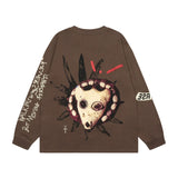 Advbridge Y2k Streetwear Graffiti Long Sleeve Cotton Tshirts for Men and Women Crew Neck Ropa Hombre Baggy Tshirts Oversized  Top Tees