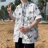 ADVBRIDGE  -  Men's Summer Floral Shirt Breathable Tropical Print Casual Beachwear Holiday Party Shirts for Hot Weather Plus 5XL