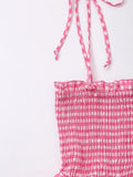 ADVBRIDGE  -  Pink Plaid Tiered Mini Dress Women Summer Lace-up Sleeveless A-line Vestidos Sweet Fashion Casual Simple Short Dresses 2025 New