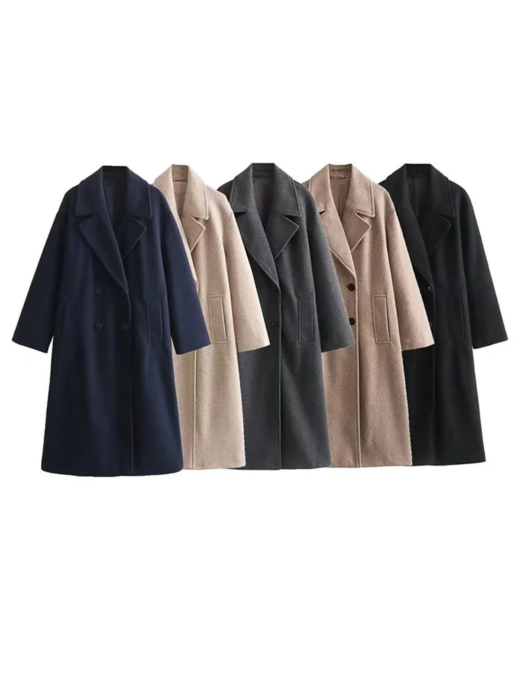 Advbridge Winter Loose Pocket Overcoat Female Fashion Streetwear Coat Jackets 2024 Winter New Clothes Long Sleeve For Women Outwear