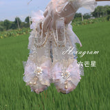 Advbridge Kawaii Princess Cos Shoes Flower Wedding Round Toe High Heels Lolita Flower Fairy Shoes Lolita Halloween for Women Girls Gifts
