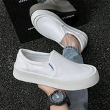 ADVBRIDGE  -  Men's white canvas shoes high-quality loafers fashionable thick soles versatile casual sports board shoes white shoes lazy shoes