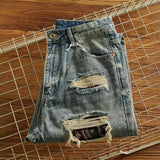 Advbridge Mens Jeans Ripped Casual Pants Autumn Fashion Retro Streetwear Youth Campus Trend Wide Leg Straight Pants Men'S Clothing