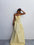 ADVBRIDGE  -  Fashion Solid V Neck Robes Chic Pleated Sleeveless Off Shoulder Puffy Long Dress New Women's Summer Vaction Beach Vestidos 2025