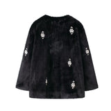 Advbridge 2024 Women's Faux Fur Effect Coat Jacket Jewelry Decoration Crop Top Winter Jackets  Autumn Outerwear Cropped