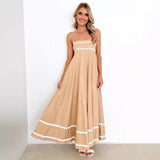 Advbridge  Summer Strap Low Square Collar Layered Elegant Beach Holiday Party Long Dress