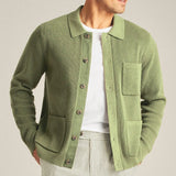 Advbridge Winter Men's Knit Cardigan Jacket Luxury Button-Down Sweater Casual Long Sleeve Lapel Solid Color Streetwear Korean Pocket Coat
