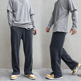 Advbridge Trousers Male Slit Wide Men's Casual Pants Black Loose New in Streetwear Trend Stylish Cotton Sale Korean Style Harajuku Summer