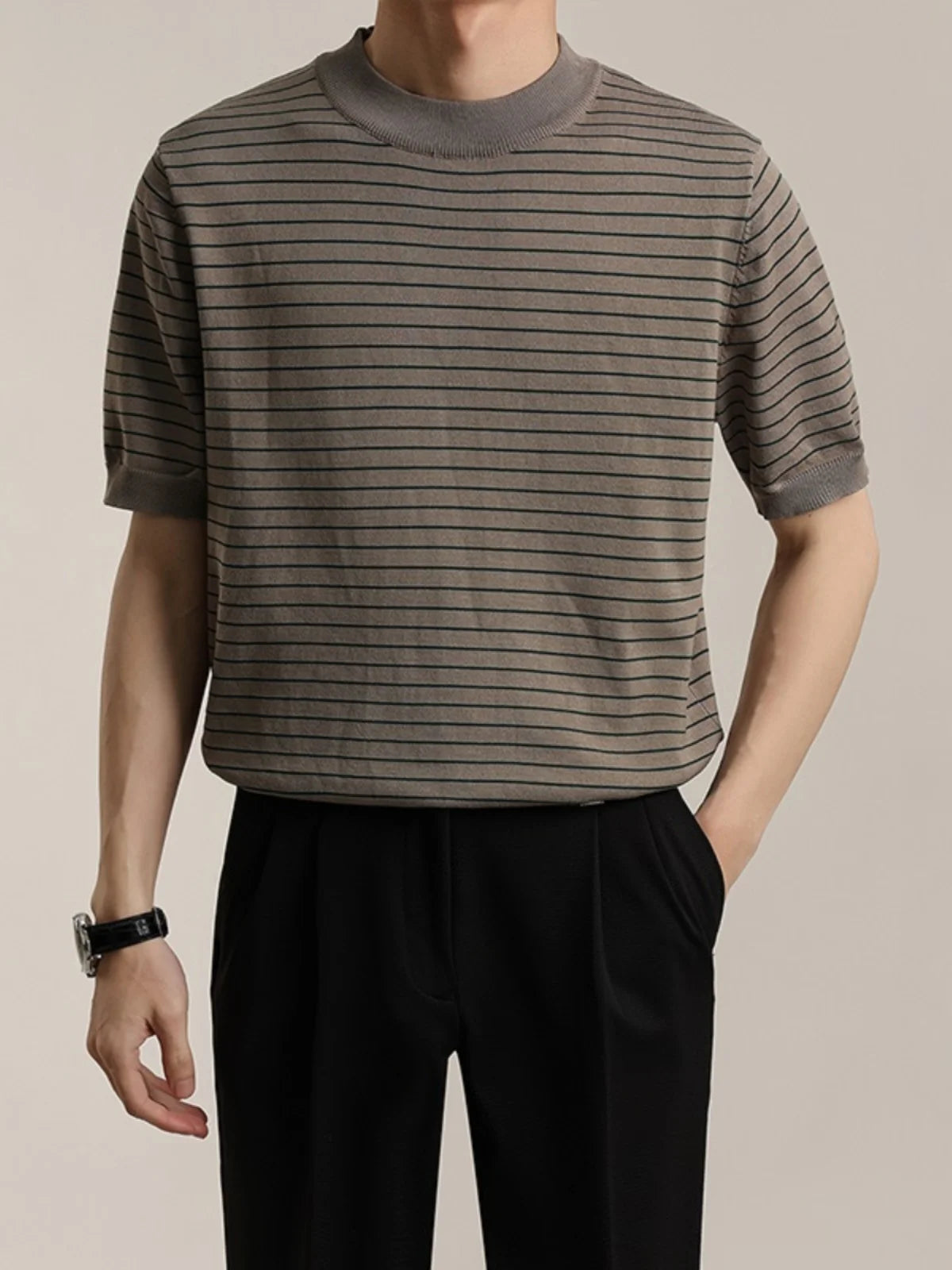 ADVBRIDGE  -  Outfit Striped Contrast Male T-Shirts Graphic Cool Tee Shirt High-Quality Oversized Comfortable T Shirt Comfort Soft Q274
