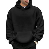 Advbridge Winter Clothing Men's Light Luxury Fleeced Knitted Hooded Sweater Casual Streetwear Long Sleeve Retro Popular Pullover Hoodie