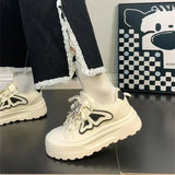 ADVBRIDGE  -  Cute Bow Womens Volcanise Shoes Retro Versatile Non Slip Skateboard Shoes Wear Resistant Lace Kawaii Shoes for Ladies