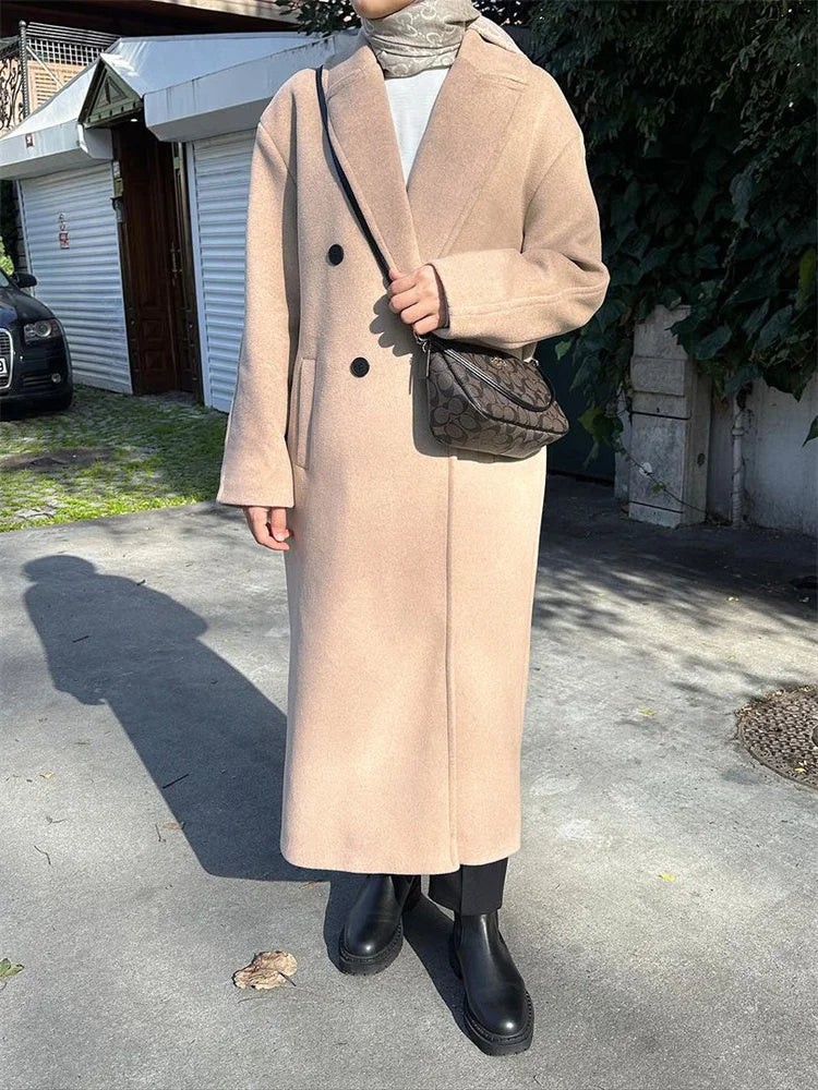 Advbridge Winter Loose Pocket Overcoat Female Fashion Streetwear Coat Jackets 2024 Winter New Clothes Long Sleeve For Women Outwear
