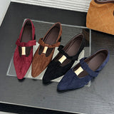 ADVBRIDGE  -  New In 2026 Fashion Metal T-Strap Ladies Mary Janes Flats Shoes Female Pointed Toe Footwear Shallow Women Flats With Shoes