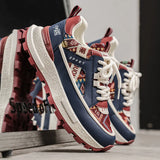 ADVBRIDGE  -  Harajuku Style Blue High Top Sneakers Men EspadrillesBreathable Vulcanized Sneaker New Designer Print Canvas Shoes for Men