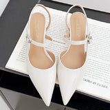 ADVBRIDGE  -  High Quality Patent Leather Buckle Women Sandals Pointed Toe Back Strap Slide Sandals Fashion Comfort hoof heels Designer Shoes