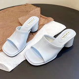 ADVBRIDGE  -  Fashion Square Toe Zebra Print Slide Sandals Shallow Chunky Heel Open Toe High Heels Summer Comfortable Non-slip Women Sandals