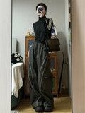 Advbridge Vintage Cargo Track Pants Women Casual Oversized Y2k Sweatpants Trousers Harajuku Baggy Wide Parachute Jogger Streetwear