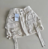 Advbridge Retro Gothic Y2k Off White Mini Skirt Fashion Harajuku Multi Pocket Denim Plaid Skirt Womens Streetwear Casual Sexy Short Skirt