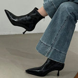 Advbridge Ladies Shoes 2024 High Quality Zipper Women's Boots Autumn Pointed Toe Solid Short Barrel High Heels Versatile Fashion Boots