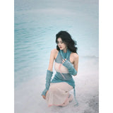 Advbridge -  Mmohair Contrasting Color Suit Women's Autumn and Winter Pile Up Collar Dress Mini Skirt Sleeve Three-piece Set Clothes Clothes