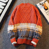Advbridge Japanese Retro Patchwork Diamond Grid V-neck Cardigan Sweater for Men Loose and Stylish Casual Knitwear Jacket