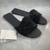 ADVBRIDGE  -  Designer Summer Flat Women's Slippers Shining Diamond Decoration Open Toe Beach Shoes Outdoor Walk Ladies Slides