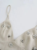 Advbridge  Women 2024 Chic Fashion Sleeveless Lnlay Mini Dress Vintage Thin Straps Summer Female Dresses Vestidos Mujer