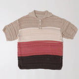 Advbridge Men Luxury Knit Polo Shirt Breathable Casual Hollow Out T Shirt Fashion Turn-down Rainbow Striped Short Sleeve Fishnet Tops Tees