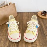 ADVBRIDGE  -  New Women Colorblock Vulcanized Canvas Sneakers Flat Sole Lace-Up Soft Comfort Latex Cushion Summer Student Casual Shoes
