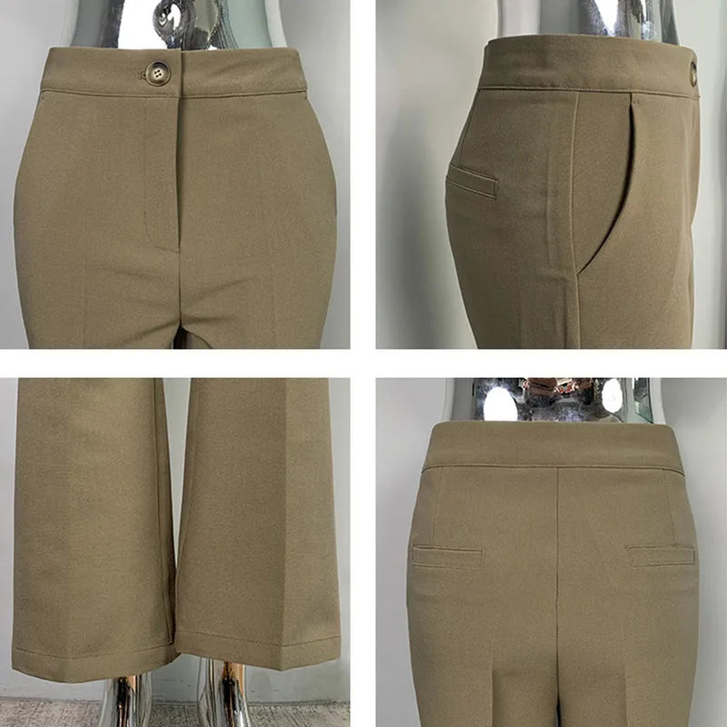 ADVBRIDGE  -  Korea High Waist Women Casual Pants Y2K Elegant Office Lady Slim Flared Pants Fashion Solid Streetwear All Match Female Trousers