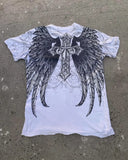 Advbridge Y2K  Affliction T shirt New Hip Hop Vintage Round Neck Oversized T shirt Men Women Short Sleeved Goth Clothing Tops Streetwear