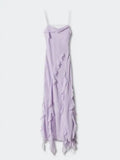 Advbridge Backless Sleeveless Ruffles Tassels Sling Dress A-line Side Split Irregular Long Dresses Summer Purple Casual Beach Clothes