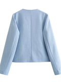 Advbridge -  Autumn Casual Patchwork Cardigan Sweater Scoop Neck For Women Solid Pocket Elegant High Waist Outwear Fashion Female Coat