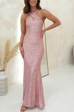 ADVBRIDGE  -  Party Dresses For Women Sexy Sequin Night Robe Off Shoulder Sleeveless Bodycon Evening Maxi Dress Clothing New Year Dress