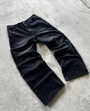 Advbridge Flowers Element Classic Black Jeans Baggy Casual Versatile Straight Pants for Couple Y2K Harajuku High Waisted Wide-leg Pants