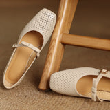 ADVBRIDGE  -  Plus size 34-41 women's hollow-out sheepskin sweet bowtie metal buckle slip-on pumps 4cm thick med heel elegant ladies heels hot