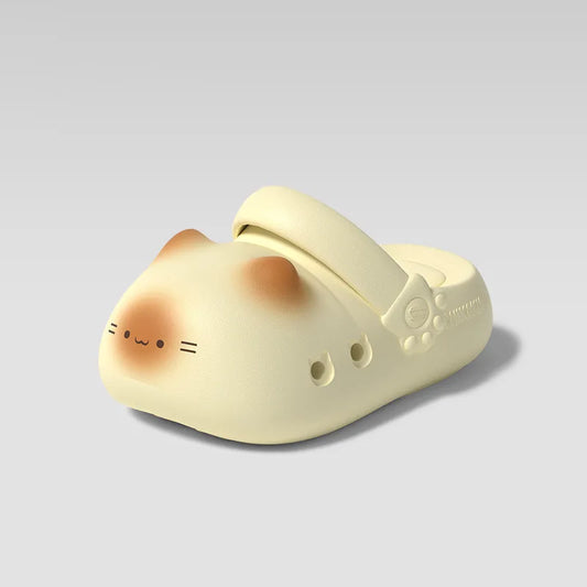 New 2 in 1 Cute Cat Clogs Woman Non Slip Breathable Closed Toe Kitty Feet Sandal Light Indoor Outdoor Cartoon Garden Shoes Women