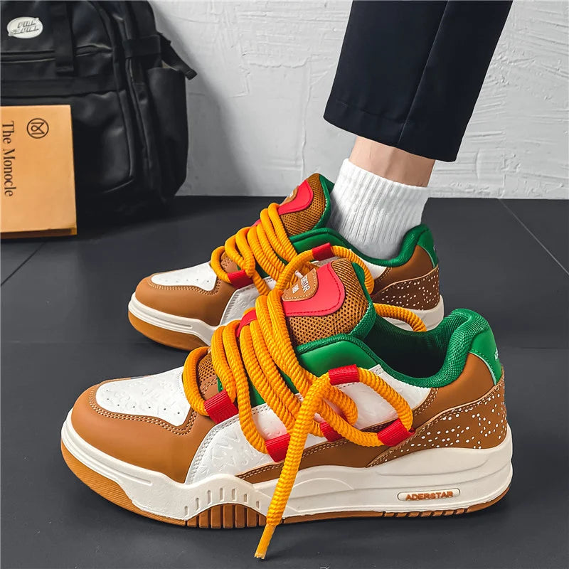 Advbridge Hamburger Sneakers Men Original Luxury Skateboard Shoes Men Casual Sports Shoes Street Hip Hop Men's Trendy Skate Shoes