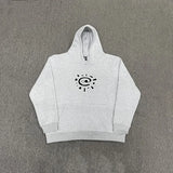 Advbridge Printed sun roll velvet hooded sweatshirt street round neck sports couple fashion retro loose casual suit trendy brand hot sale