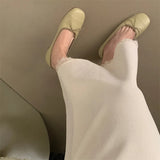 ADVBRIDGE  -  Spring New Brand Women Flat Shoes Fashion Round Toe Shallow Slip oN Ballerinas Shoes Soft Low Wedge Heel Boat Shoes New Woman