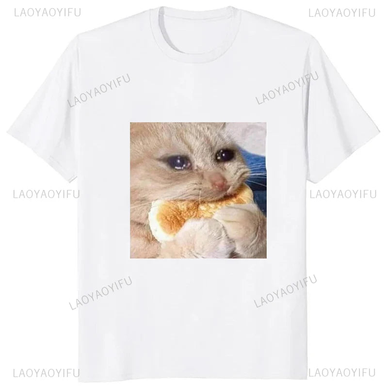 Advbridge Funny Kawaii Cat Meme Graphic Couples T Shirt Dance Happy Cartoon Casual Fashion Women Tshirt Loose Soft Harajuku Man T-shirt