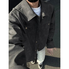 ADVBRIDGE  -  Short Leather Jacket Men Fashion Retro Motorcycle Jacket Men Streetwear Hip-hop Loose Bomber Jacket Mens Retro Tie Dye Jackets