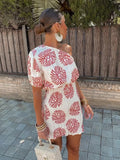 Advbridge Flower Printed One Shoulder Bodycon Mini Summer Dress Women Casual Pink Short Sundress for Petite Female Beach Vestidos