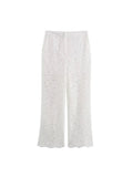 Advbridge Transparent White Pants Set Women Summer Casual Office Female Outfit 2024 Hollow Out Matching Set Spring Suit