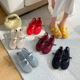 ADVBRIDGE  -  Red Flat Shoes Women Low Heel Pumps Summer Mesh Mary Jane Shoes Comfort Ballet Flats Big Size 42 43 Summer Ladies Buckle Shoes