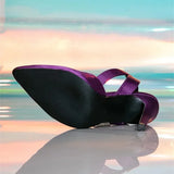 ADVBRIDGE  -  Purple Satin Designer Women Pumps Sexy Pointed Toe Rhinestone Buckle Ankle Strap High Heels Dress Shoes Spring Heeled Sandals
