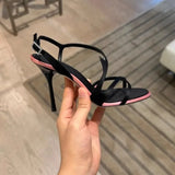 ADVBRIDGE  -  Satin Color Block Stiletto High Heels with One Belt New Summer Temperament Versatile Sandals