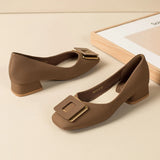 Advbridge Chunky Block Pumps for Women Slip On Low Heel Closed Round Toe Dress Classic Mid Square Shoes Wedding Party Office Lady  Shoes